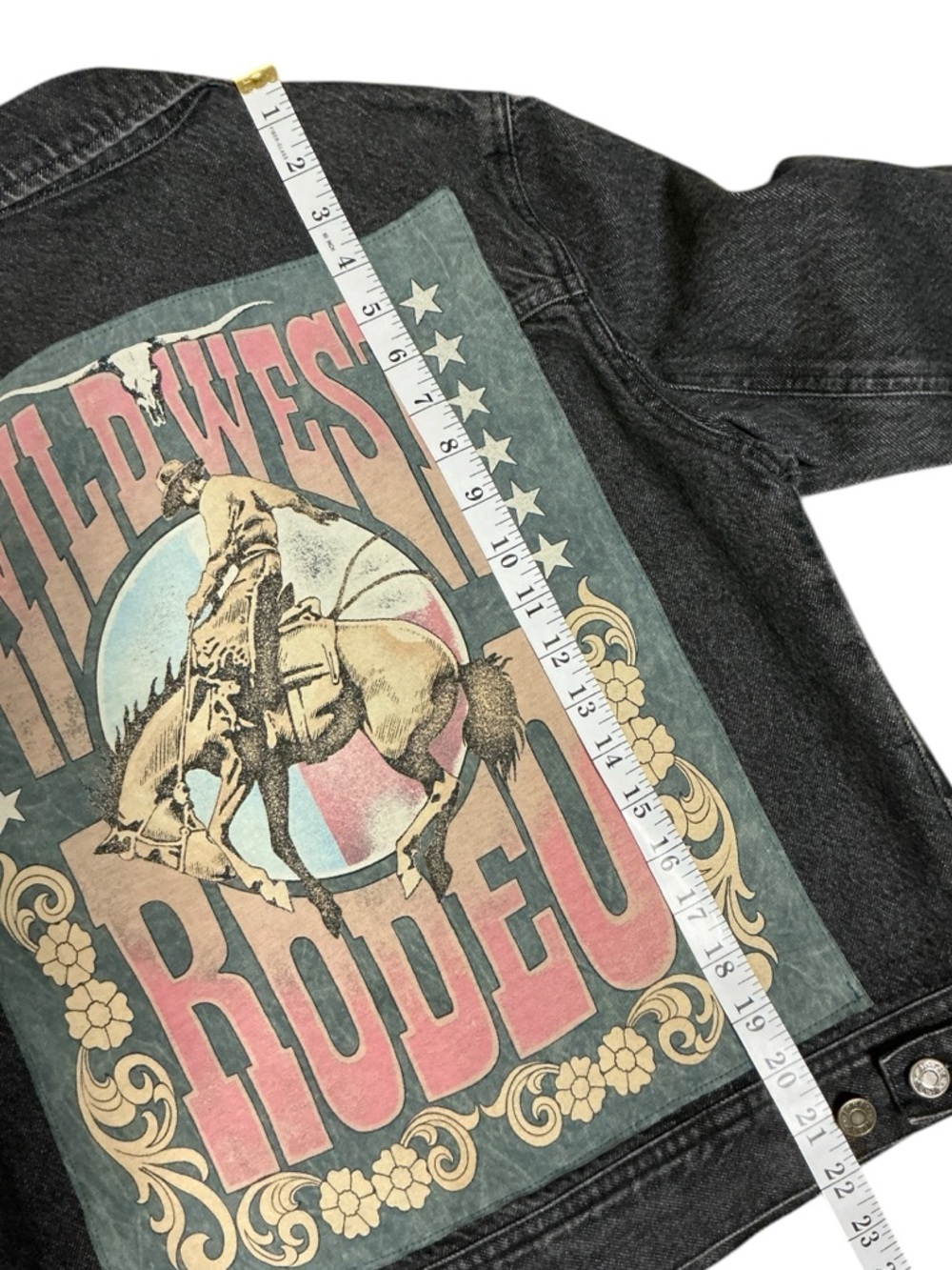 Wild West Rodeo Western Cowgirl Upcycled Denim Jacket - Picture 5 of 7